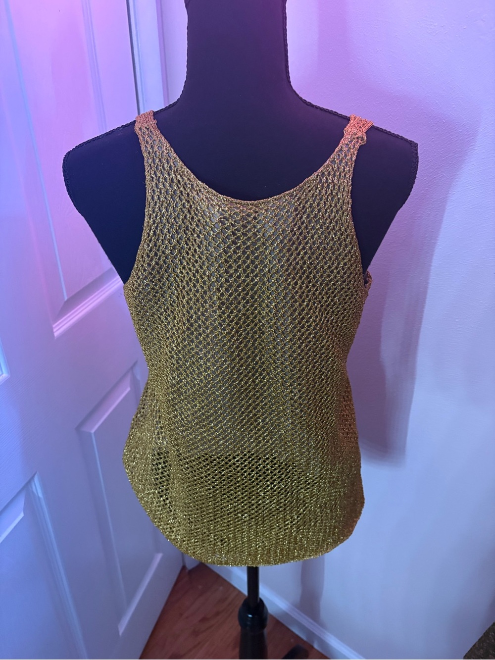 Anne Klein Gold Open-Knit Tank Top - Picture 2 of 4